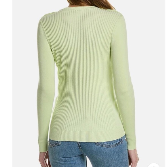 J McLaughlin Ribbed Knit Pistachio Green Sweater w Gold Shoulder Buttons XS - Picture 4 of 11